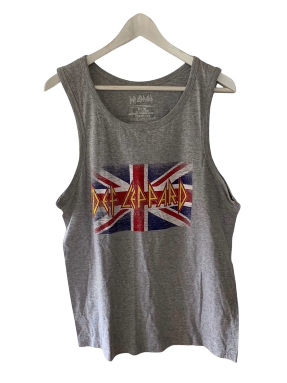 Def Leppard Union Jack New Tank Top Grey Sleeveless Festival Rocker Chic Size XL